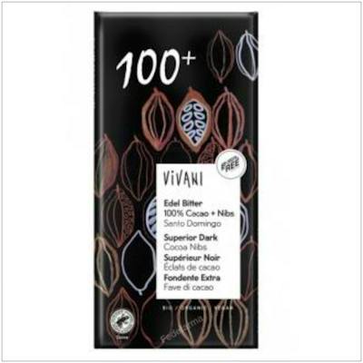 VIVANI CHOCOLATE NEGRO SUPERIOR 100% nibs cacao 80g VEGAN