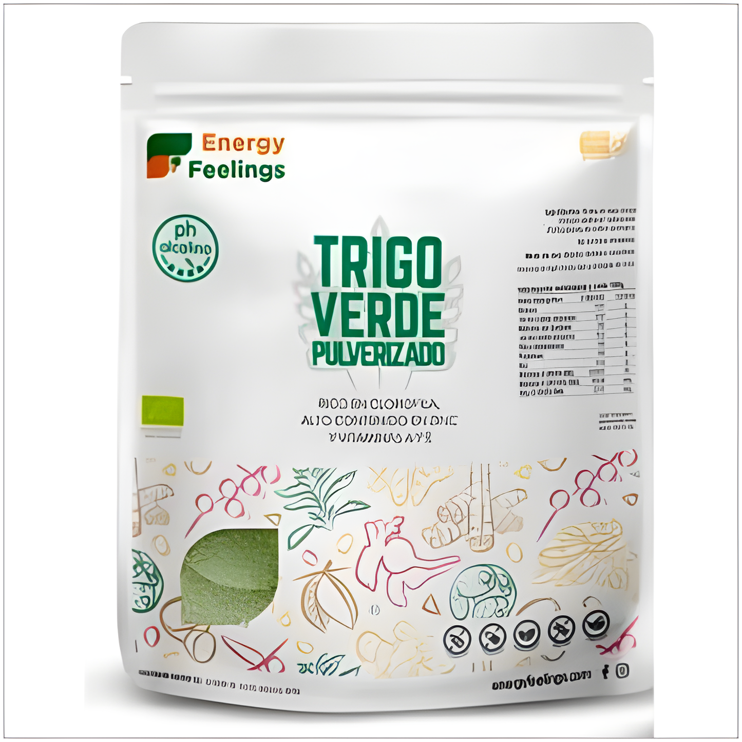 Energy Feelings Trigo Verde Pulverizado 1kg. Eco Vegan Sg