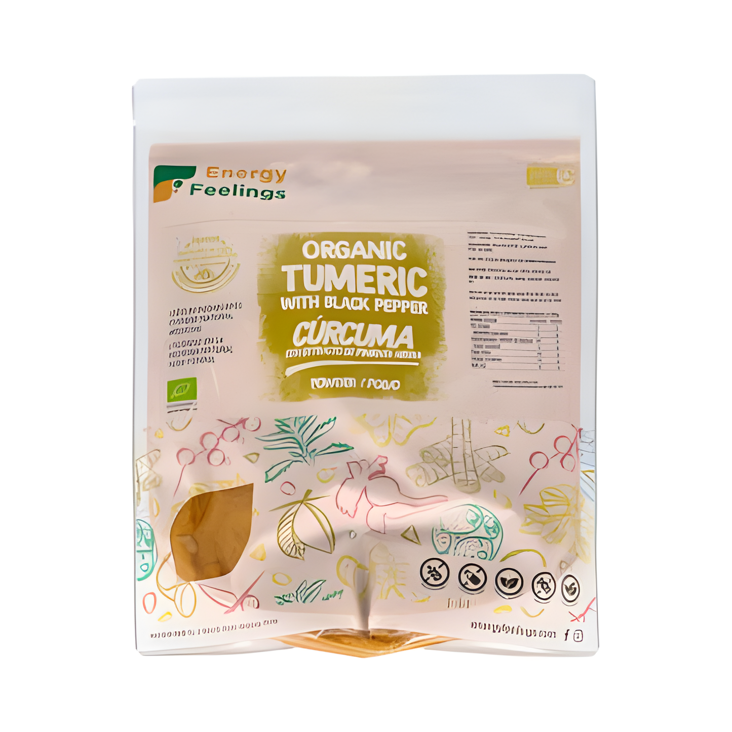 ENERGY FEELINGS CURCUMA CON PIMIENTA polvo 1kg. ECO VEGAN SG