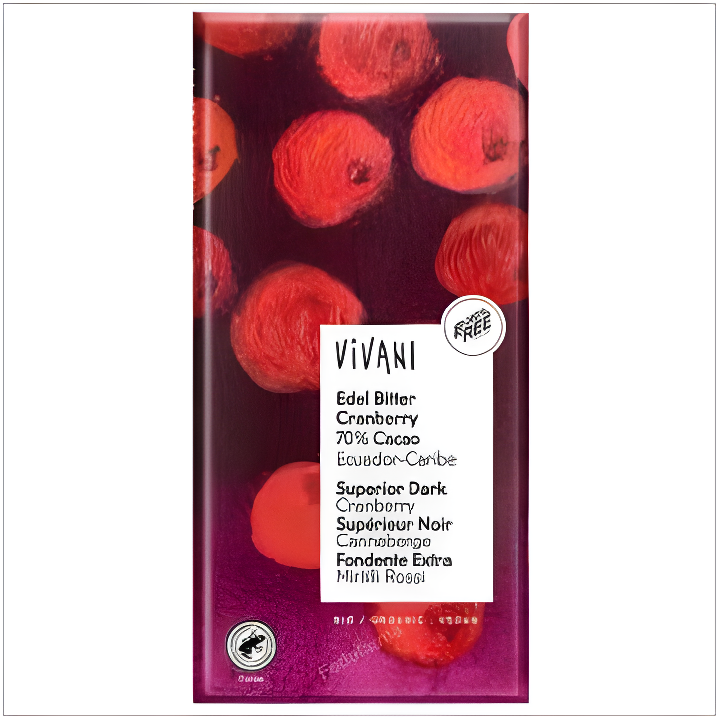 VIVANI CHOCOLATE NEGRO SUPERIOR 70% arandanos 80gr VEGAN