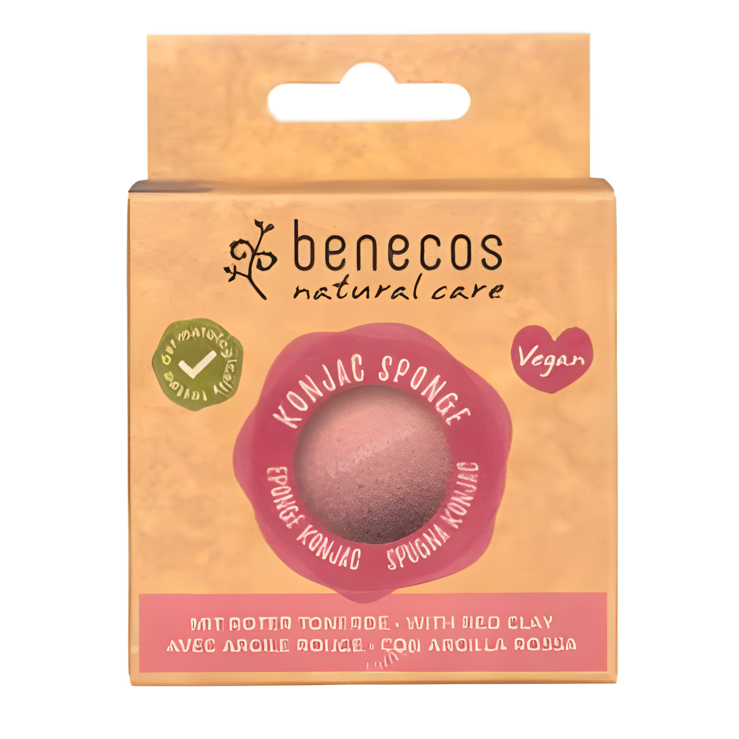 Benecos Esponja Konjac Arcilla Roja Pieles Delicadas Vegan
