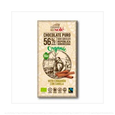 CHOCOLATE NEGRO 56% con canela 100gr ECO SG VEGAN