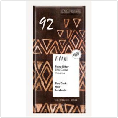 VIVANI CHOCOLATE NEGRO 92% PANAMA azucar coco 80g VEGAN