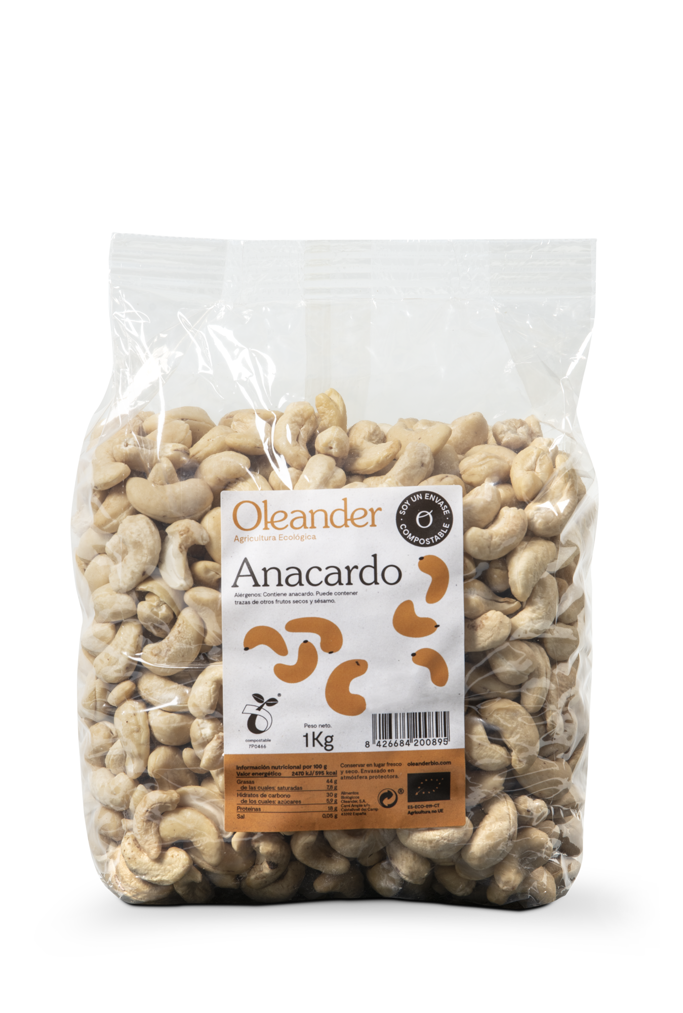 Oleander Anacardo Crudo Bio S/g 1000 G Vegan