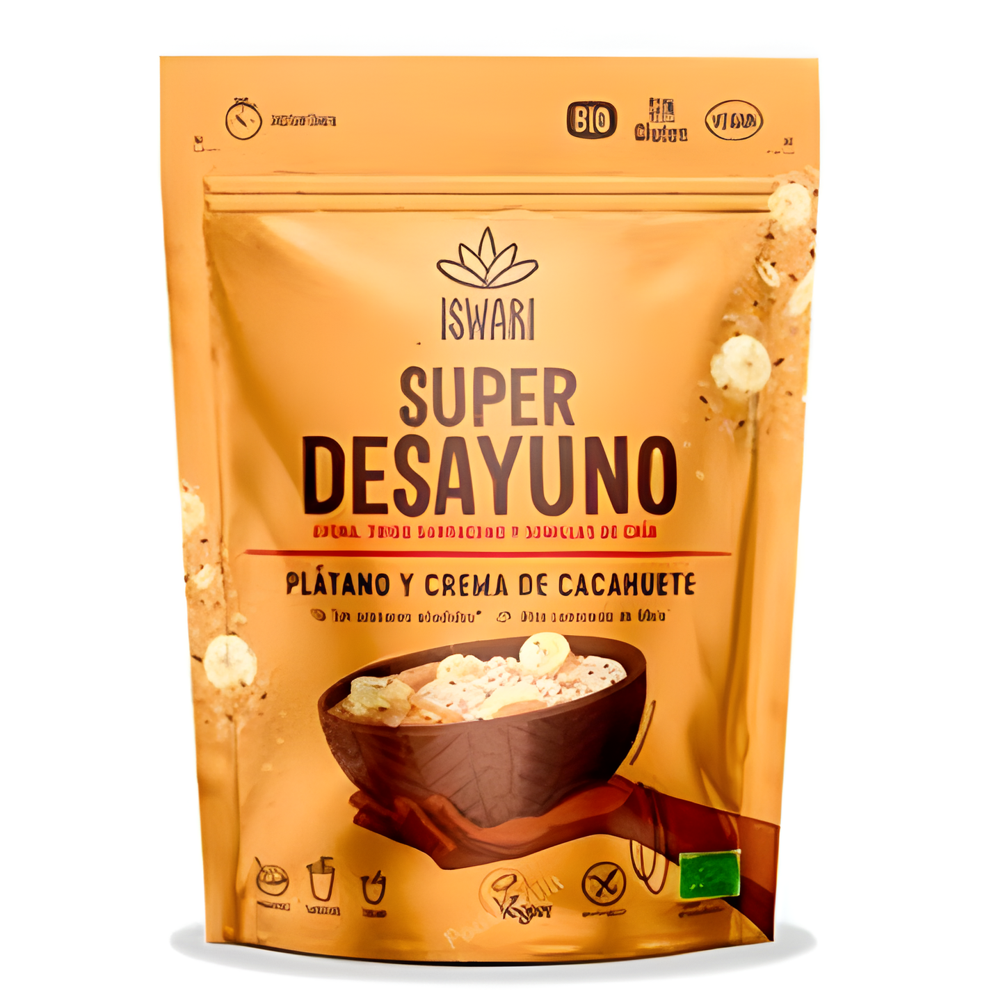 Iswari Super Desayuno Platano y Crema Cacahuete 360gr. Bio Sg Vegan
