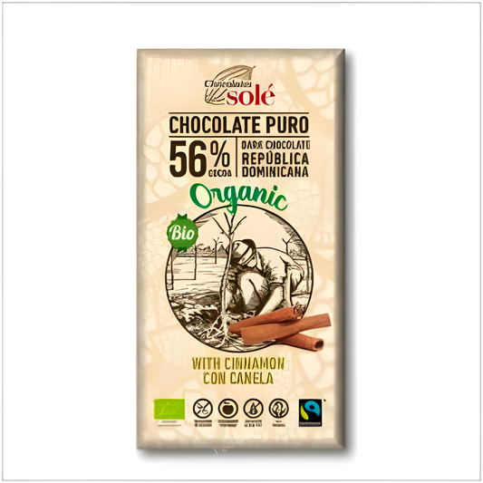 CHOCOLATES SOLE CHOCOLATE NEGRO 56% con canela 100gr ECO SG VEGAN