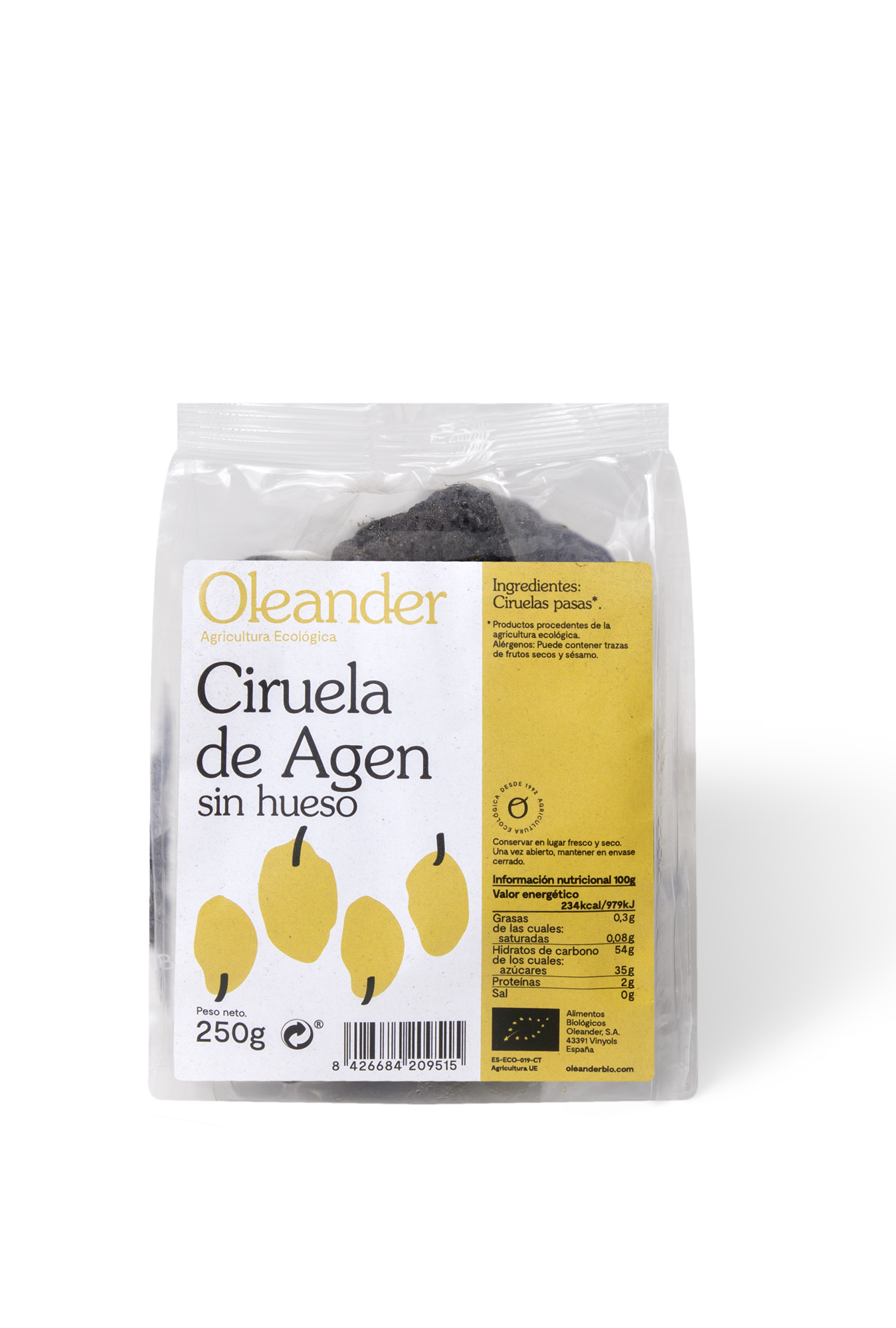 Oleander Ciruelas Agen sin Hueso Bio S/g 250 G Vegan