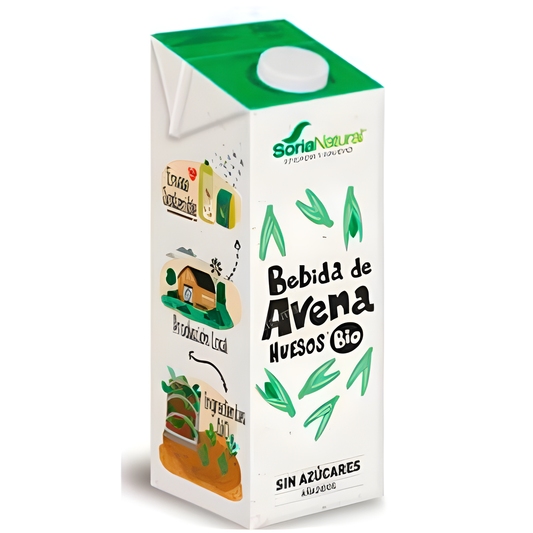 SORIA NATURAL BEBIDA DE AVENA HUESOS sin azucar añadido 1lt BIO VEGAN