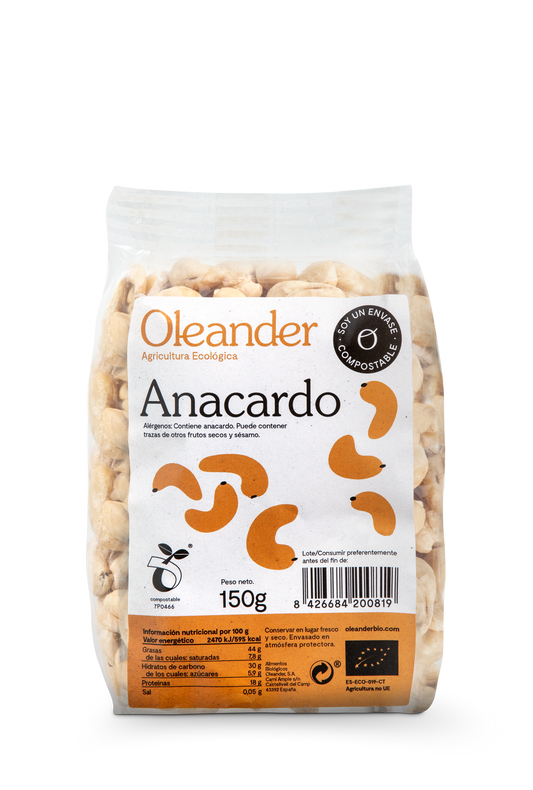 Oleander Anacardo Crudo Bio S/g 150 G Vegan