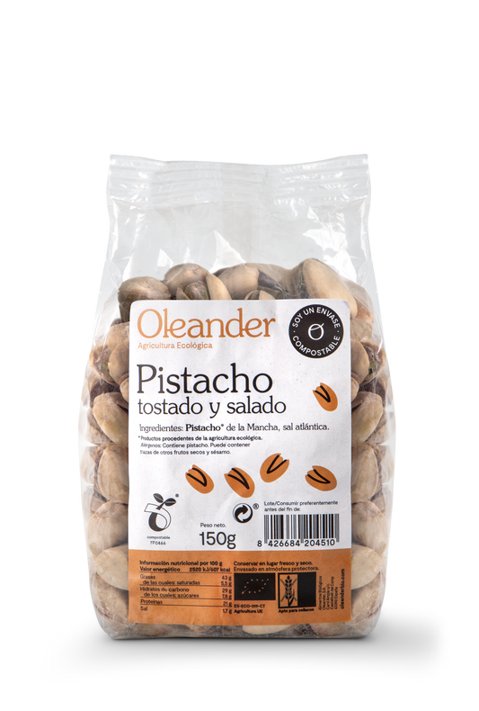 Oleander Pistacho en Cascara Tostado Salado Bio S/g 150 G Vegan