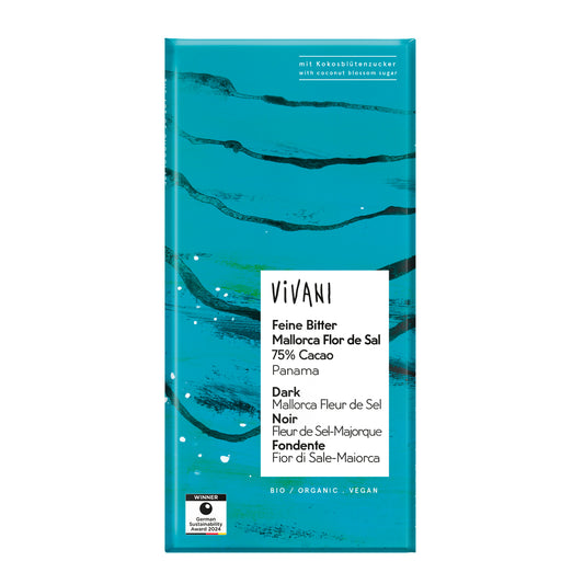 VIVANI CHOCOLATE NEGRO 75% PANAMA flor de sal 80gr VEGAN