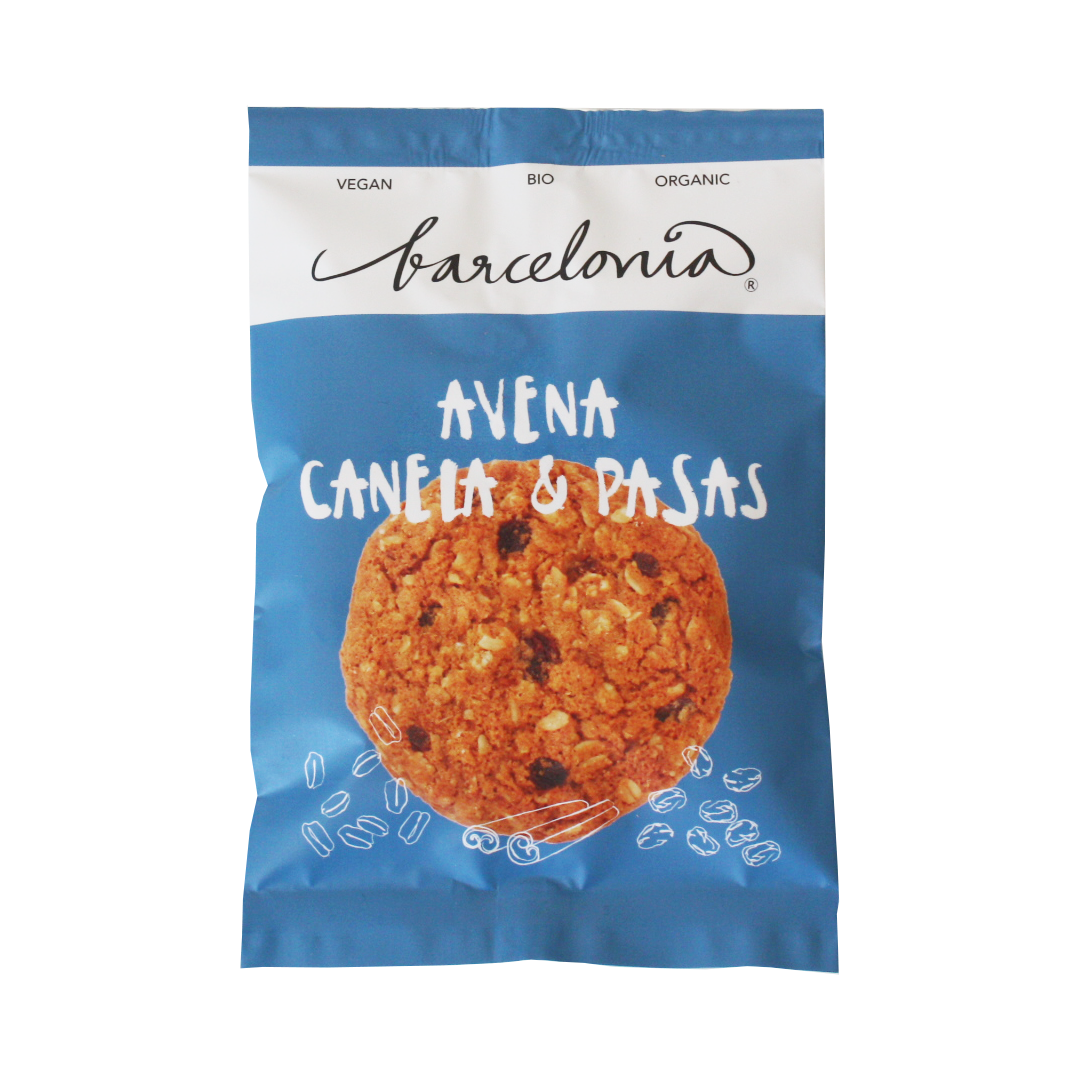 BARCELONIA COOKIES ECO VEGANAS AVENA CANELA & PASAS 50 G