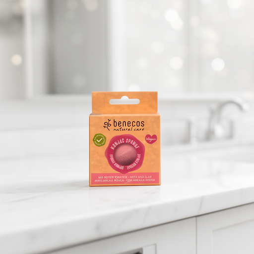 Benecos Esponja Konjac Arcilla Roja Pieles Delicadas Vegan